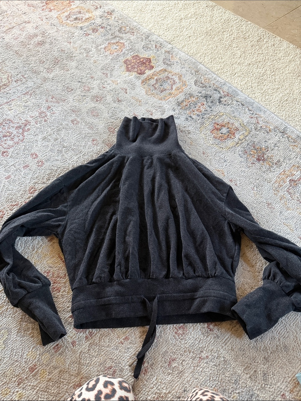 Sweaty Betty Black Funnel Neck Drawstring Sweatshirt